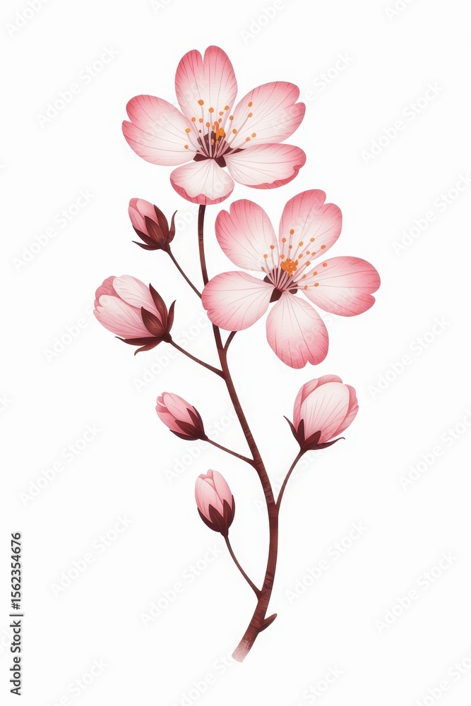 Fototapeta premium Cherry Blossom Botanical Illustration