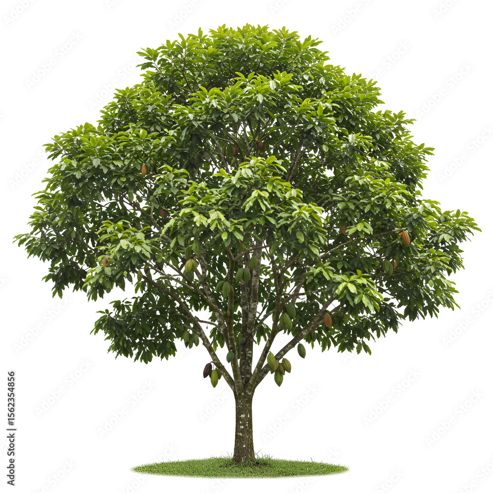 Fototapeta premium Cupuaçu Tree with Cocoa-Like Pods and Broad Amazonian Leaves