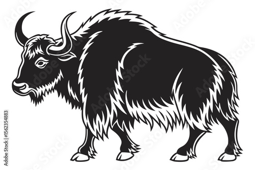 yak sihouette black vector