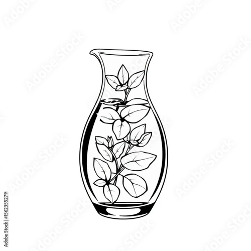 A glass carafe filled with water and mint