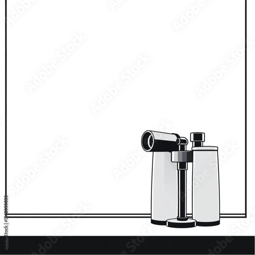 A pair of binoculars on a windowsill
