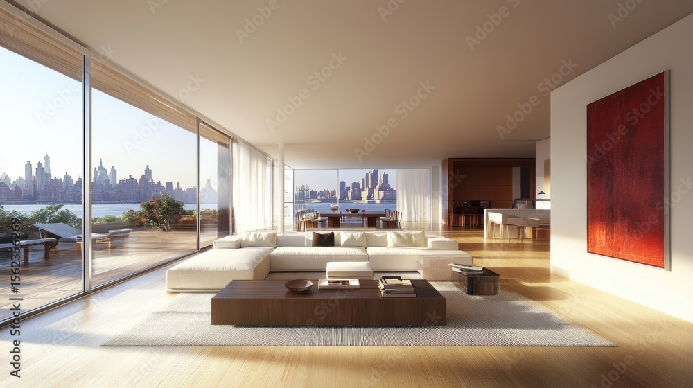 Fototapeta premium Modern penthouse living room