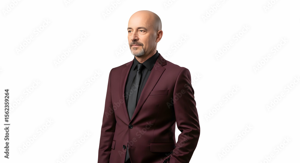 Fototapeta premium Man Wearing Suit Posing Elegantly Looking to the Side