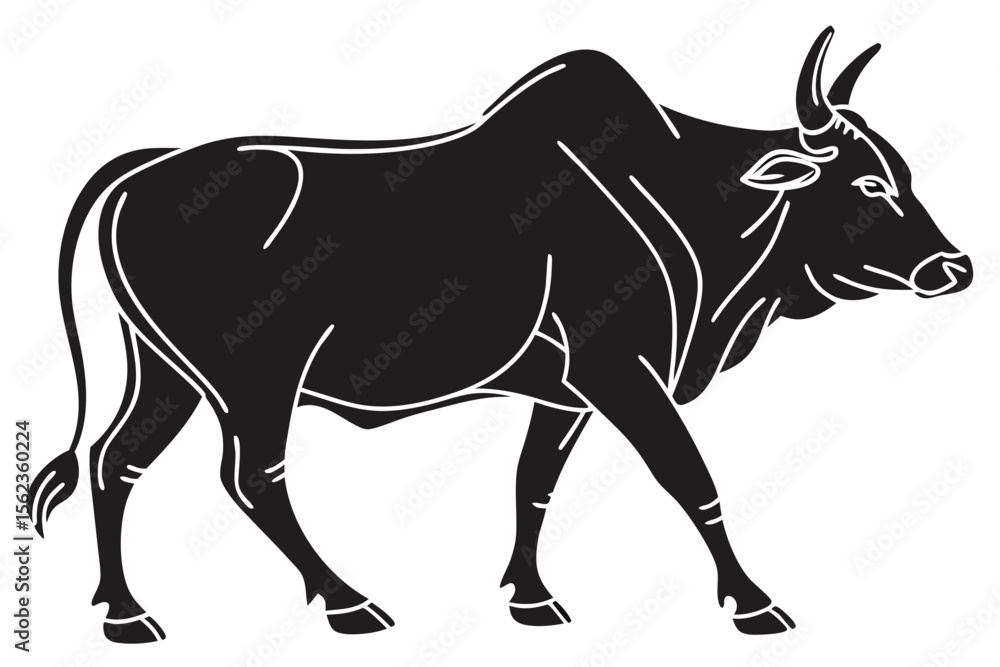 Obraz premium zebu silhoette black vector