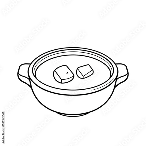 A ceramic soup bowl with croutons