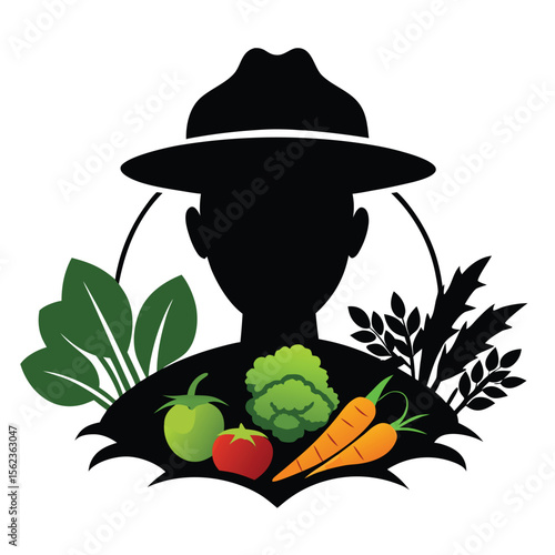 Sustainable Farming A Silhouette of a Farmer Amidst Bountiful Harvest