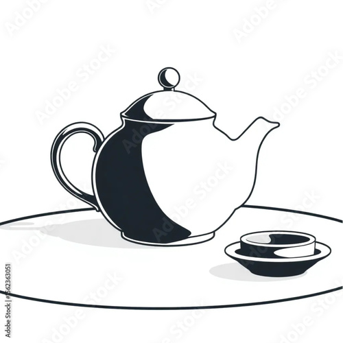 A ceramic teapot on a breakfast table