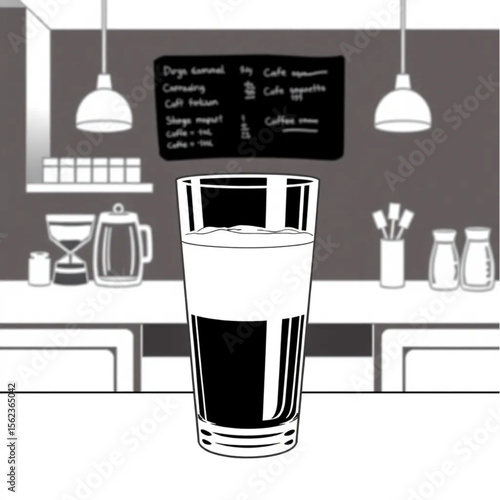 A glass of cold brew coffee on a café counter