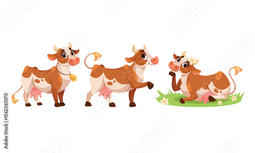 Adorable and Cheerful Animated Cows Displaying a Variety of Playful Poses and Scenes