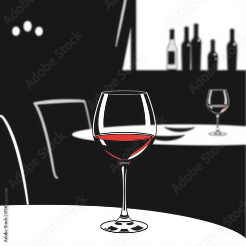 A glass decanter of red wine on a dining table