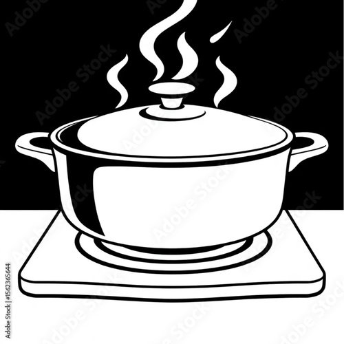 A ceramic casserole dish on a hob