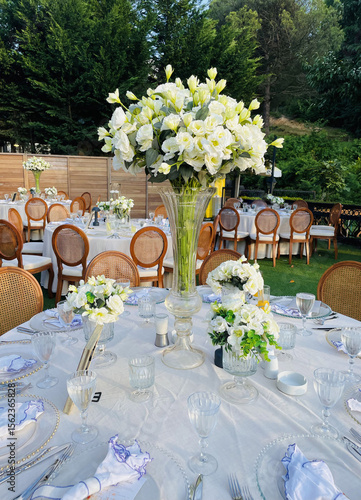 Elevated Floral Centerpiece with White Blooms