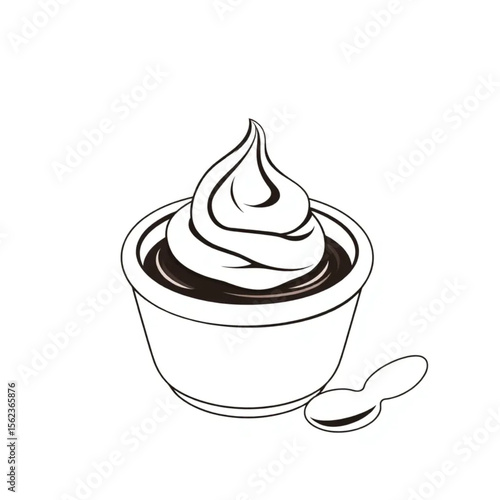 A ceramic ramekin with chocolate mousse