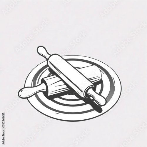 A wooden rolling pin on a pastry mat