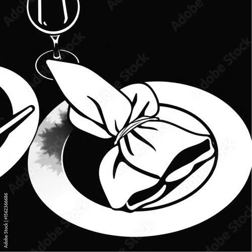 A linen napkin ring on a dinner setting