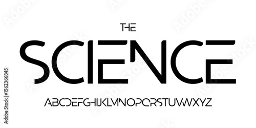 Science technology font, futuristic alphabet for scientific headline, medical digital product logo, display device typography, app UI typographic design. Modern vector typeset.