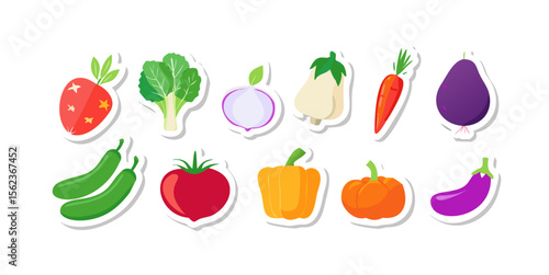 Minimalist flat vegetable icon set for food and agriculture