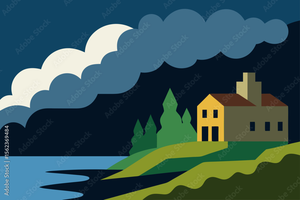 Naklejka premium house on the hill