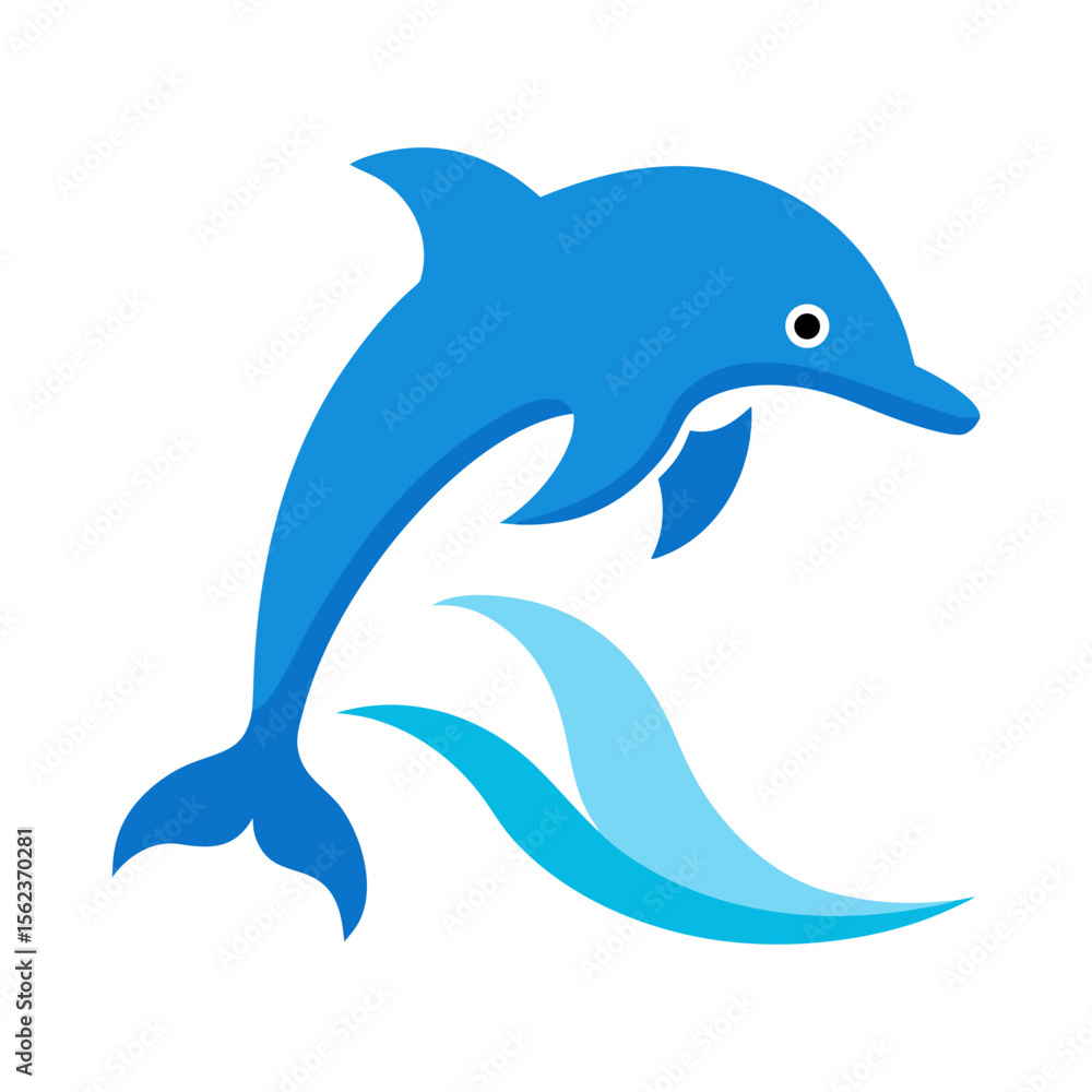 Fototapeta premium -dolphin-jumping-in-wave-on-white-background.