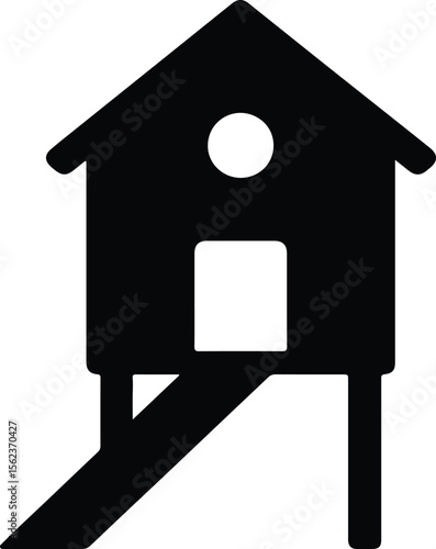 Silhouette chicken coop black simple minimal farm animal vector Illustrator