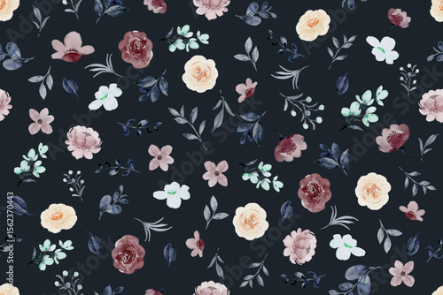 seamless pattern watercolor floral elements arrangement collection