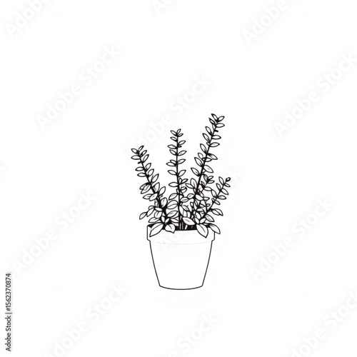 A potted thyme plant on a windowsill