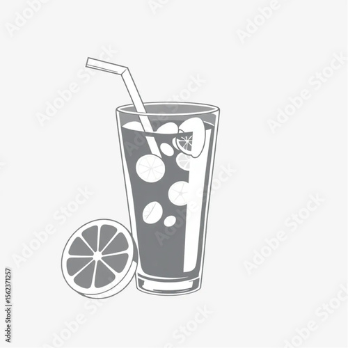 A glass of lemonade with a paper straw