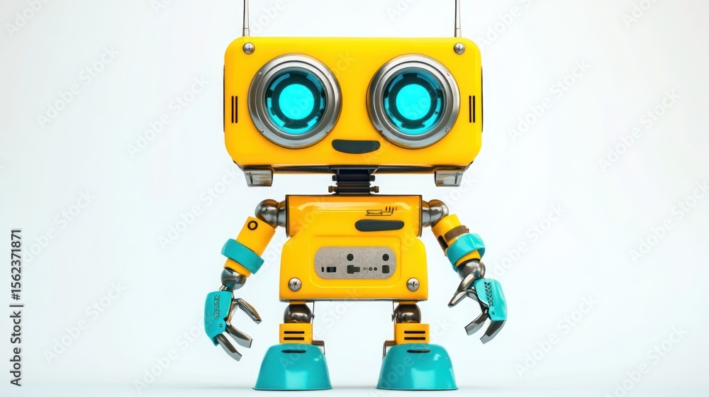 Naklejka premium Cute yellow robot