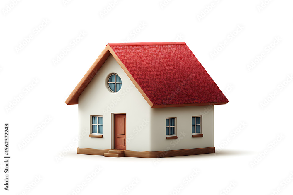 Simple house red roof white walls home building Simple house red roof white walls home building