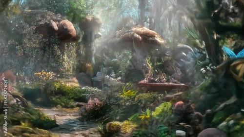 Enchanted Mushroom Tea Party in a Fantasy Forest