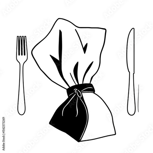 A linen napkin ring on a dinner setting
