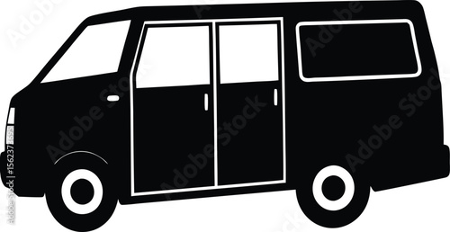 Silhouette of a Passenger Van with Sliding Doors