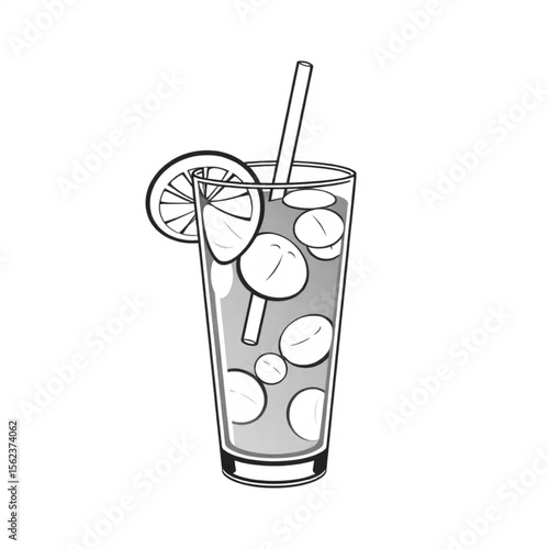A glass of lemonade with a paper straw