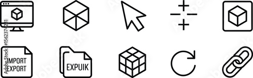 Data and File Management Icon Set Featuring File Import, Export, Data Organization, and Digital Management Tools