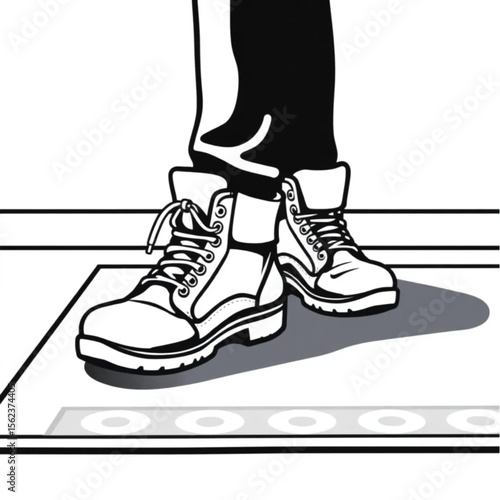A pair of walking boots on a doormat