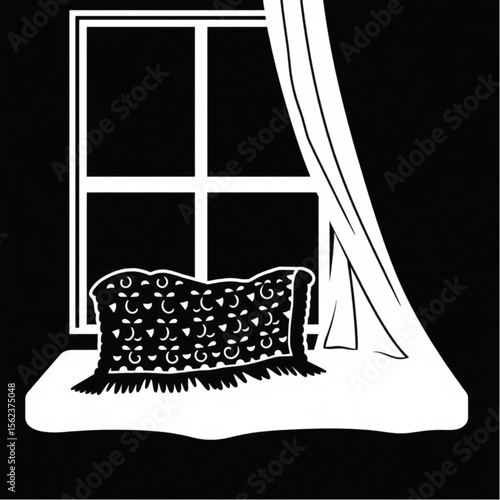 A woollen throw on a window seat