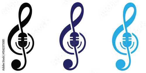 headphone icon vector.Black vector microphone icon with notes isolated.Musical note sign. Vector Illustration