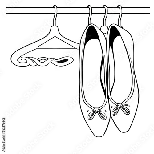 A pair of ballet pumps on a shoe rack