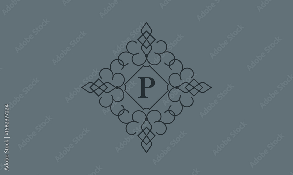 custom made wallpaper toronto digitalClassic ornament with letter P. Design elements for invitations, company branding, business, sign, heraldry, etc. Vector floral monogram.