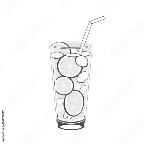 A glass of lemonade with a paper straw