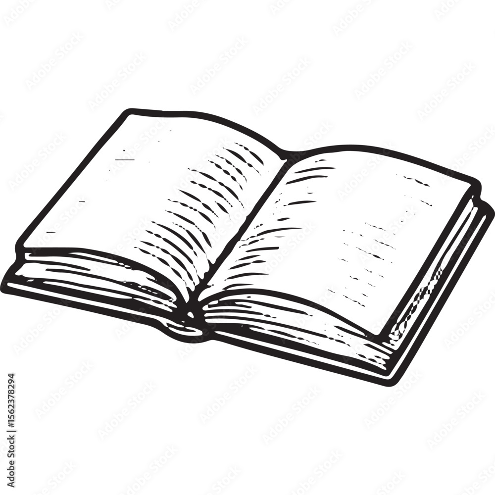 Obraz premium Sketch of an open book, perfect for education or reading project illustrations