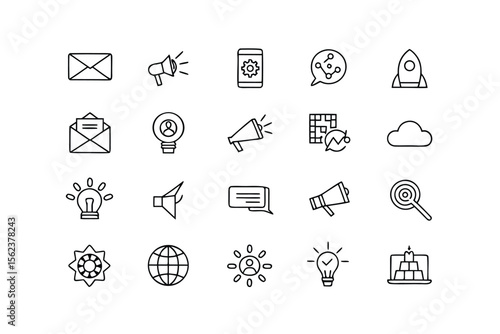 Set of thin line icons for business and marketing