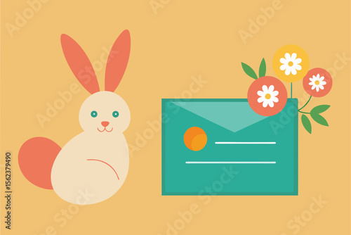 design an easter postcard featuring a bunny mailing Easter poster