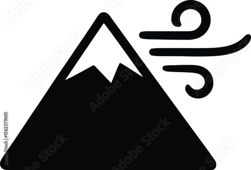 Silhouette mountain with wind blowing vector Illustrator