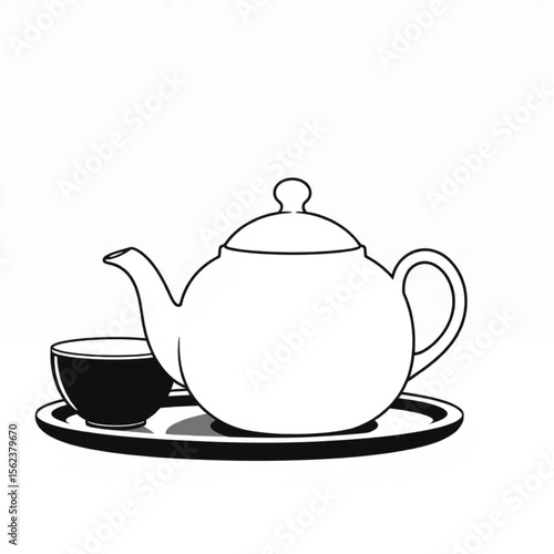 A ceramic teapot on a breakfast table