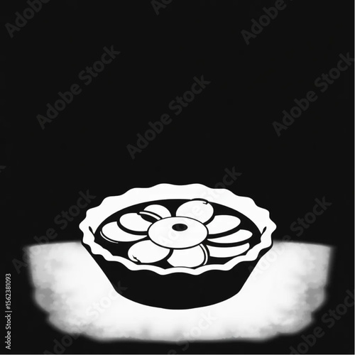 A ceramic pie plate with apple tart
