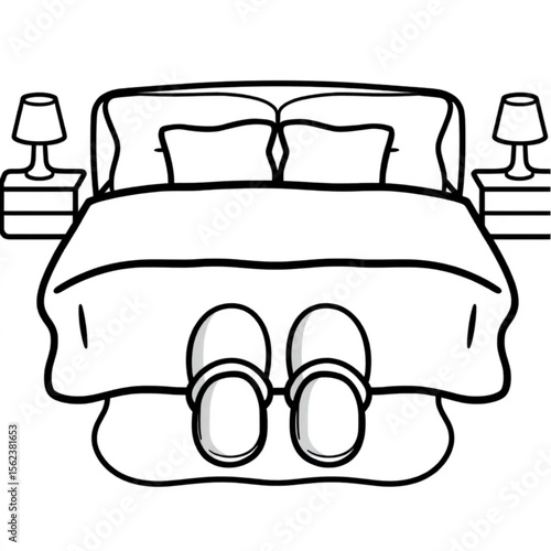 A pair of slippers on a bedroom rug