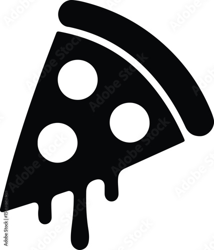 Silhouette pizza slice dripping cheese vector Illustrator