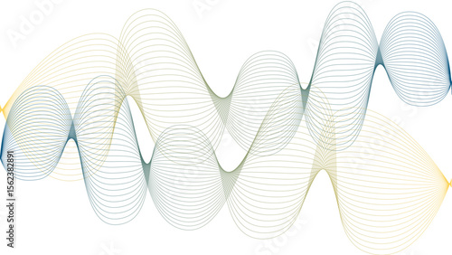 	
Vector curvy abstract line art wavy flowing dynamic colorful lines white background in concept music or sound, wave, wind, information flow	
