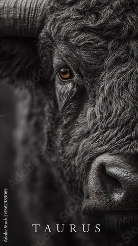 Taurus bull astrology title design close up vertical video